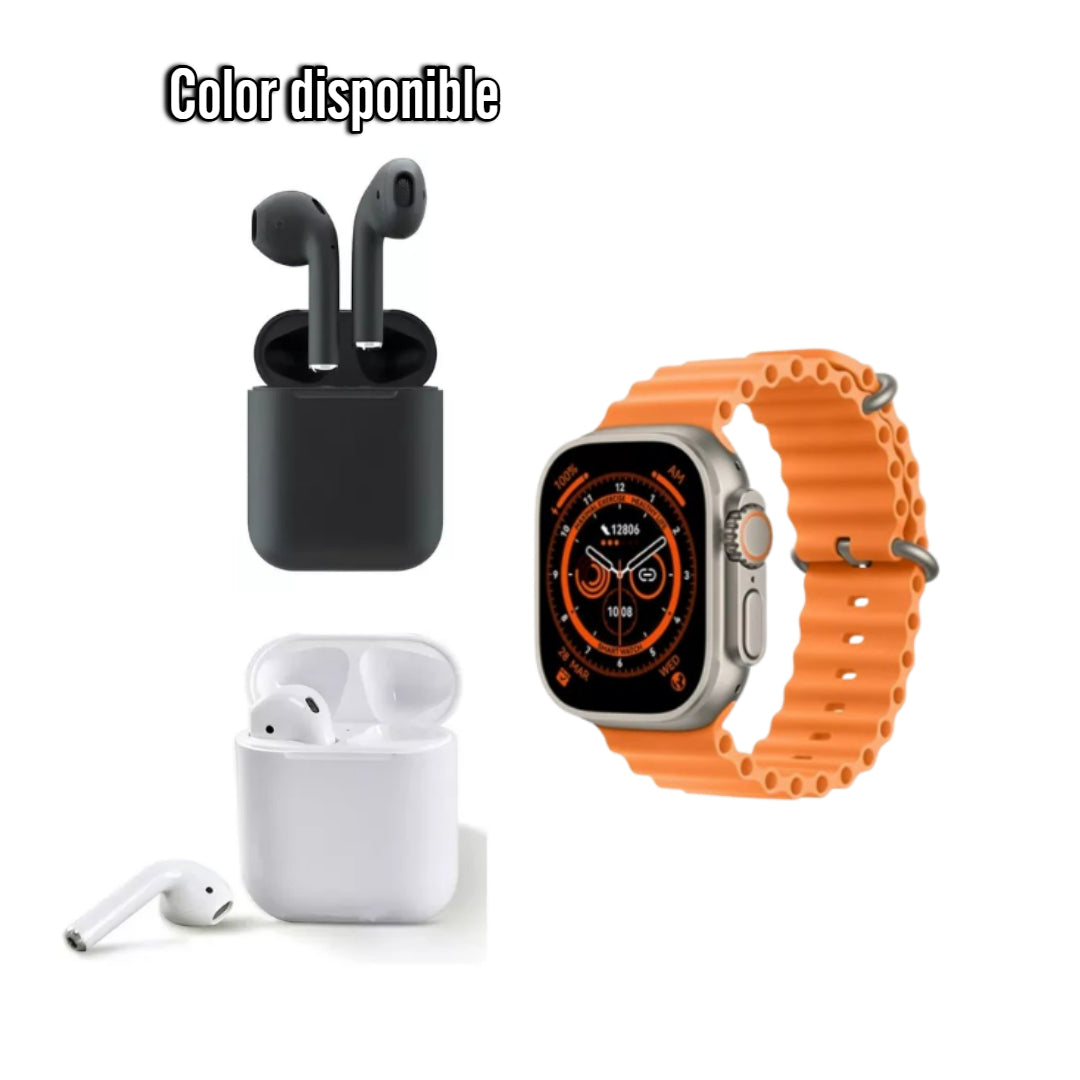 Reloj T800 Ultra + Audifonos i12